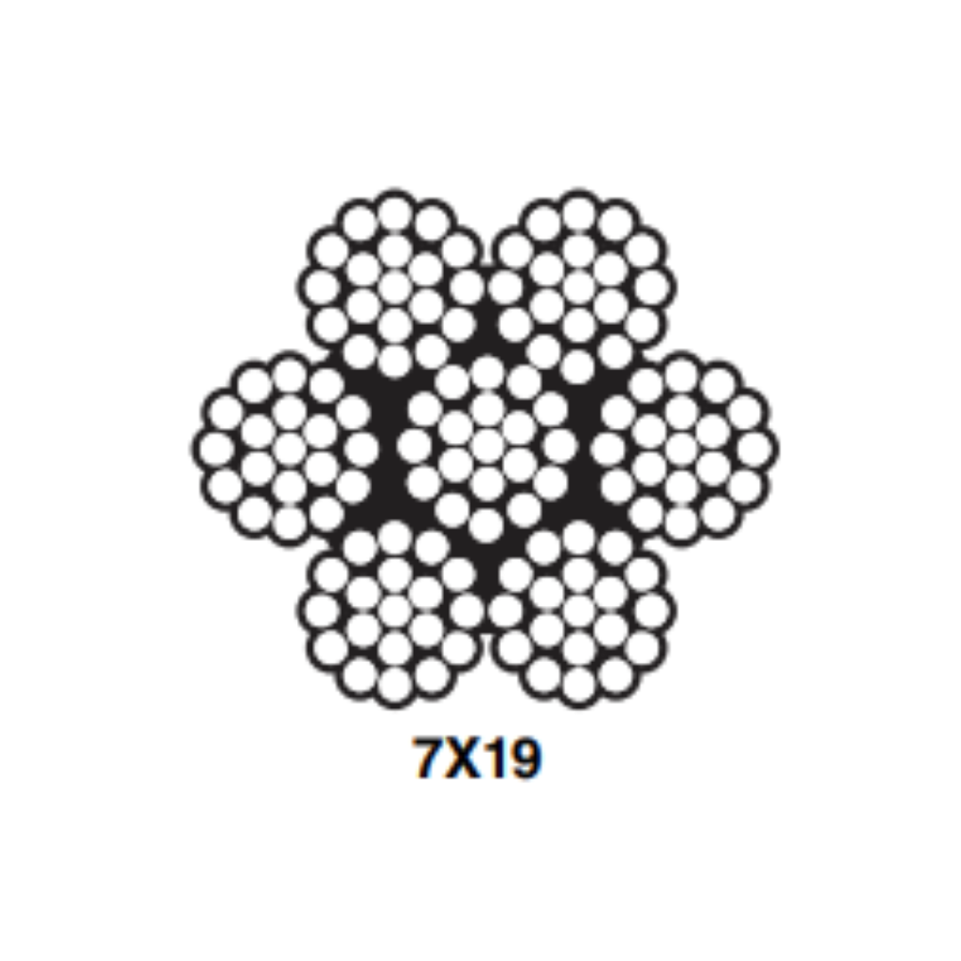 Type 7X19 3/8" Diameter Galvanized Air Craft Cable 500'