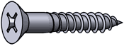 Wood screws, Phillips flat head, Stainless steel 18-8, #6