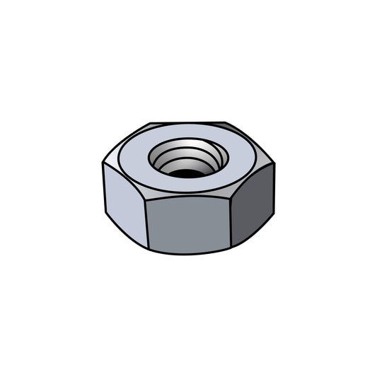 3/8"-16 Finished Hex Nuts, Grade 2 Steel, Zinc Plated