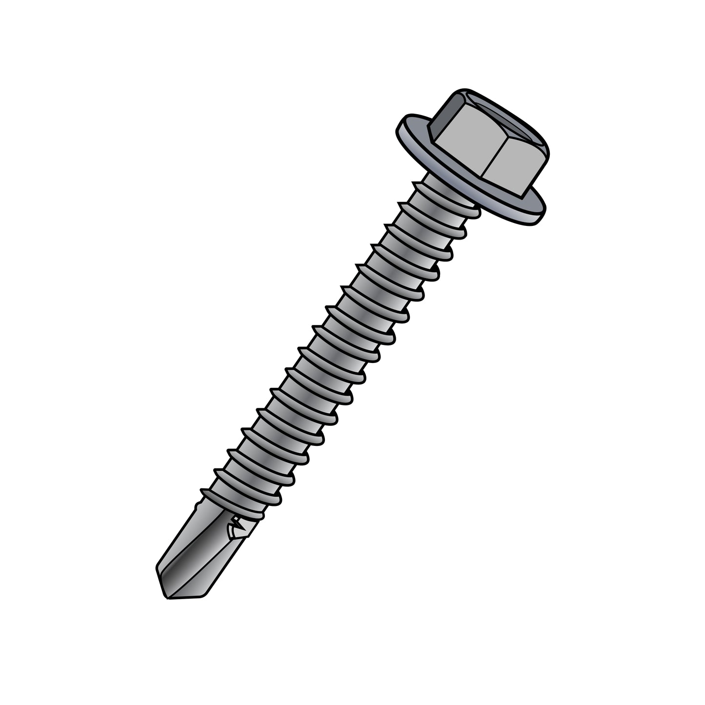 #10 x 3/4" Self-Drilling Screws, Hex Washer Head, 5/16" Driver, #3 Point, Steel, Zinc Plated