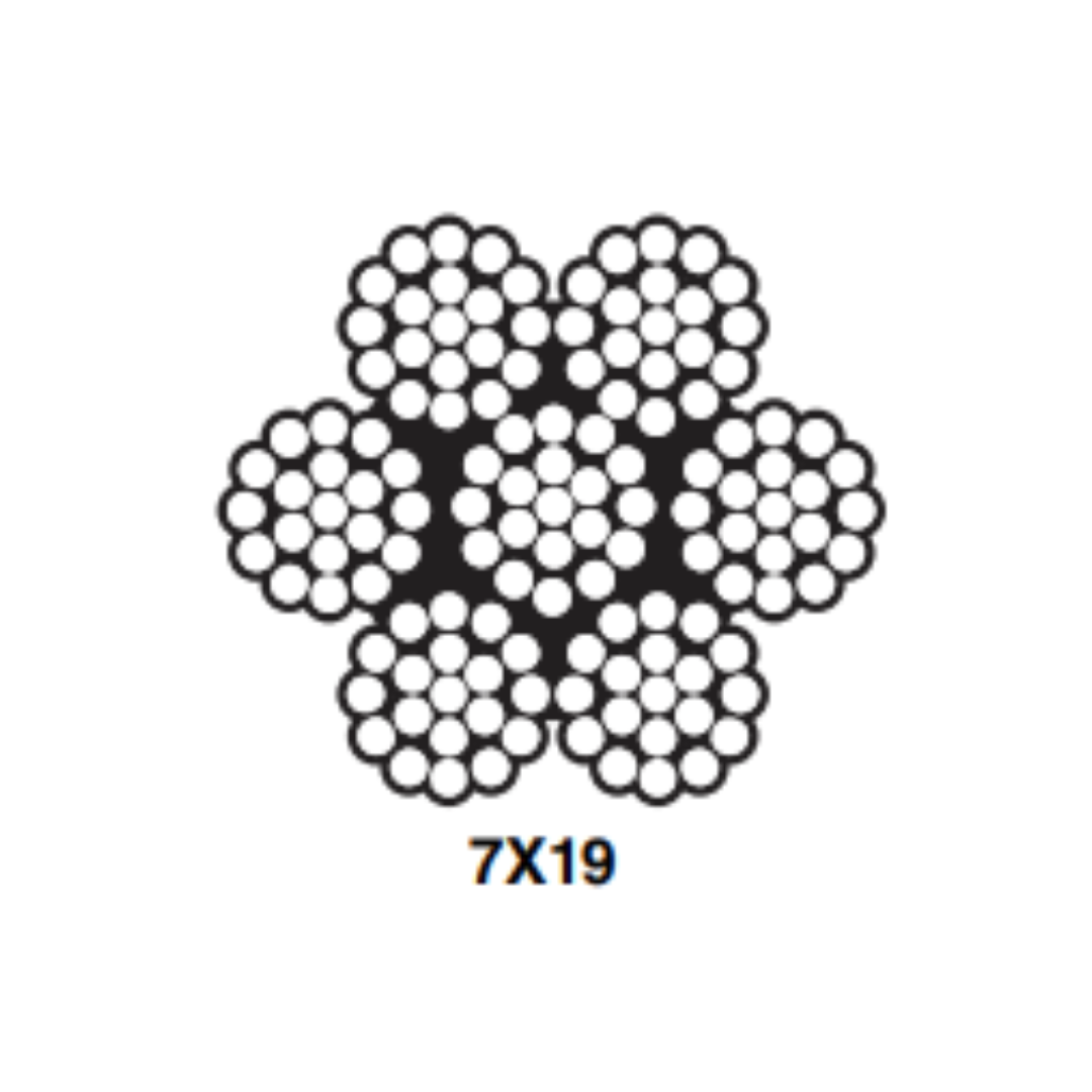 Type 7X19 1/4" Diameter Galvanized Air Craft Cable 500'