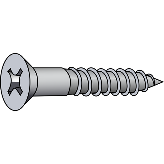Wood Screws, Phillips flat head, Stainless steel 18-8, #12